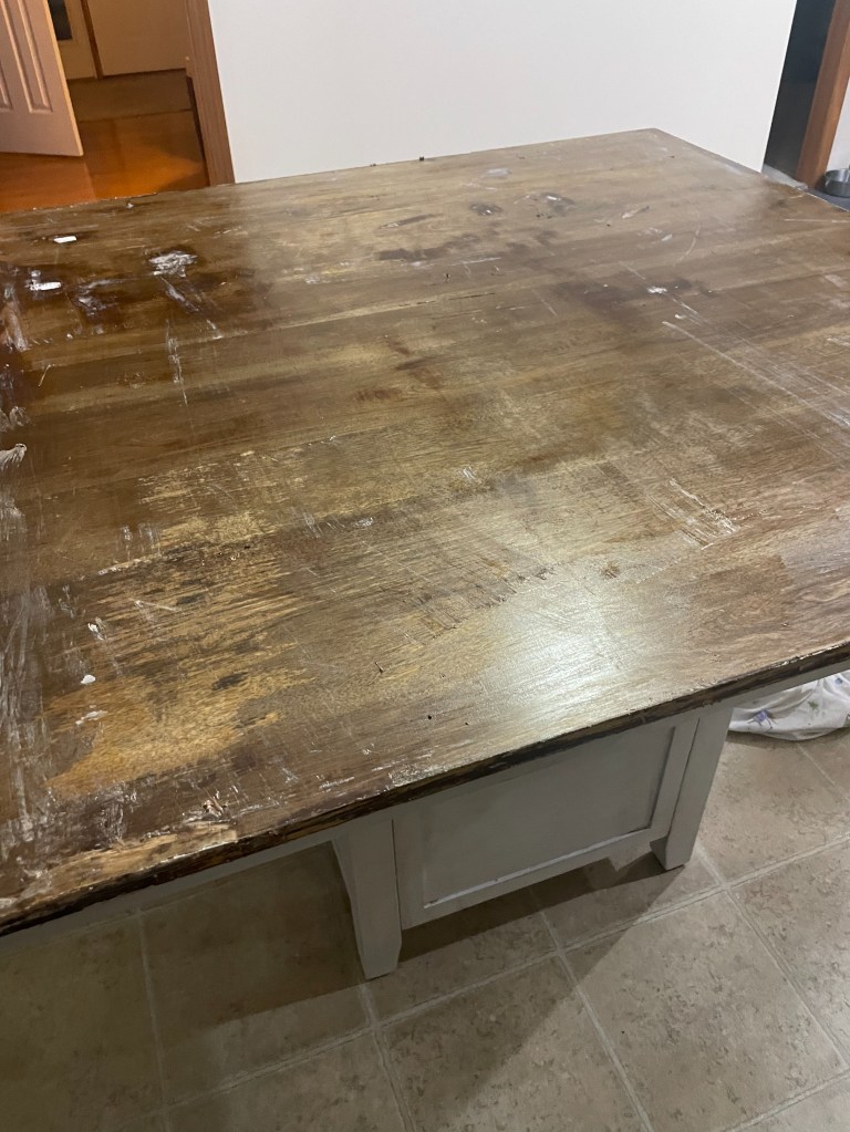 kitchen table waiting to be finished 