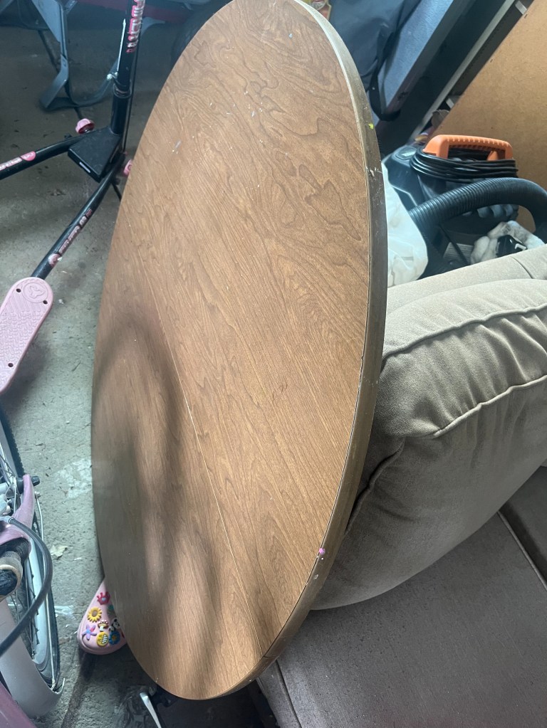 round table laying on its side 